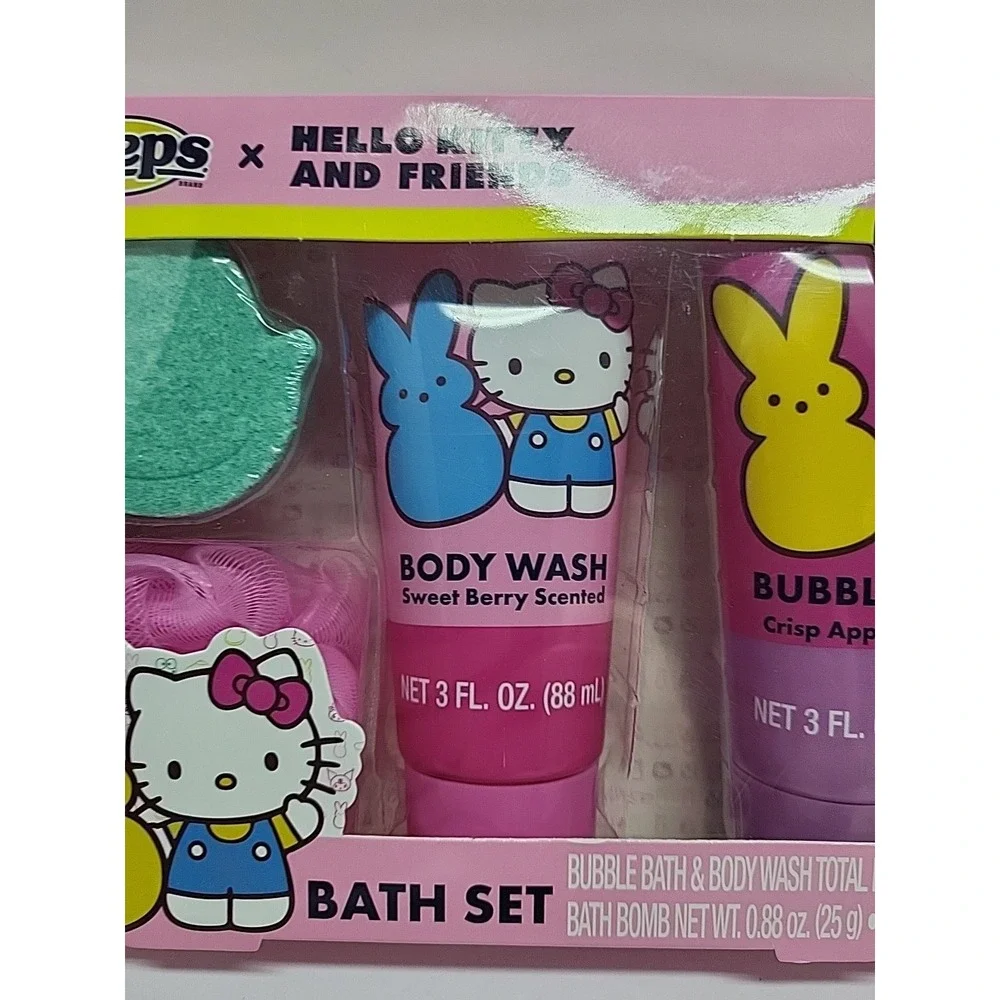 Peeps Hello Kitty And Friends‎ Bath Set Body Wash Bubble Bath Bomb Kids Ages 3+